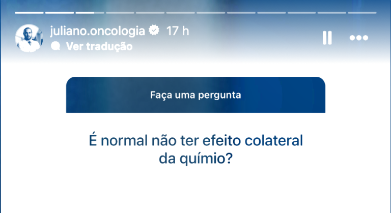Card do artigo: e normal nao ter efeito colateral na quimio